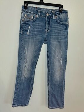 Miss Me Embroidered Flap Pocket Boyfriend Capri Jeans - Size 26